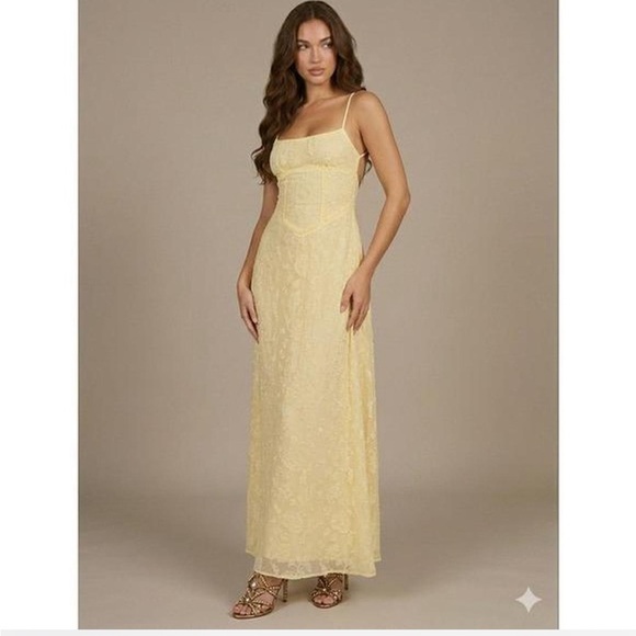 Princess Polly Dresses & Skirts - Princess Polly South of France Yellow Backless Sundress Spaghetti Strap